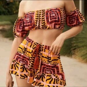 NWT Anthropologie Joao Incerti Crop Top Womens Size Large Jungle Tribal Abstract